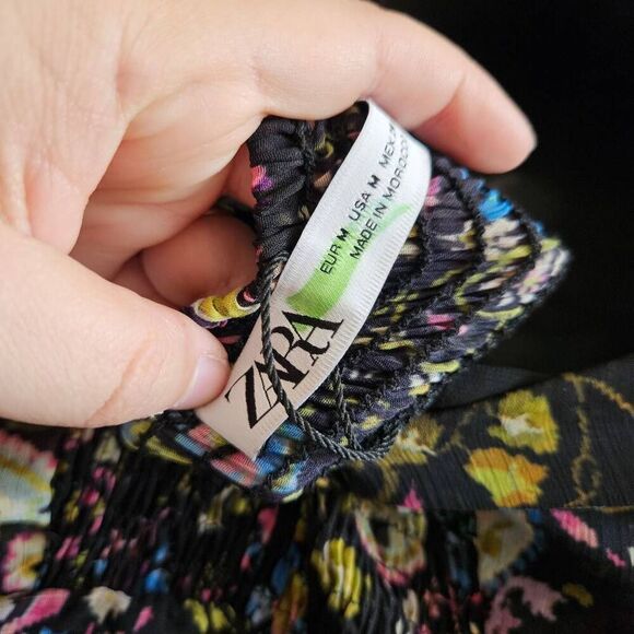 NWOT Zara Ruched Flower Halter Mini Dress - Picture 9 of 9